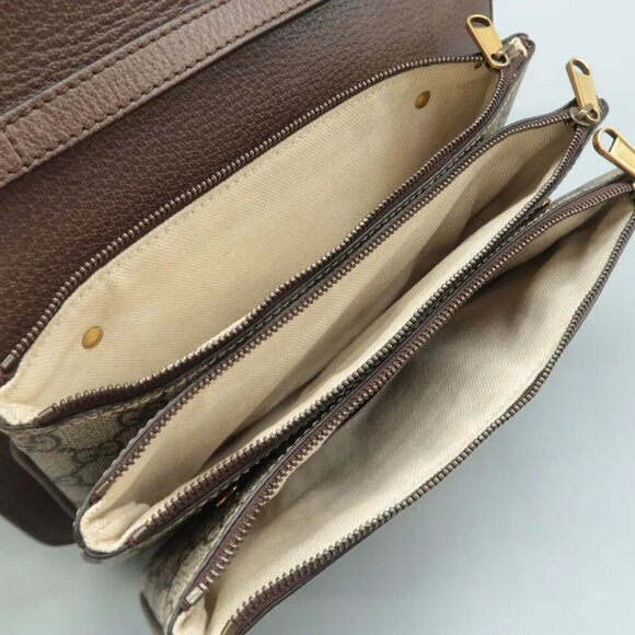 100% Authentic GUCCI Ophidia Brown Canvas Shoulder Bag - Picture 9 of 12